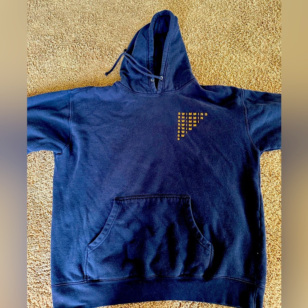 Mac Miller Swimming Hoodie Size XL Dark Blue with Orange details